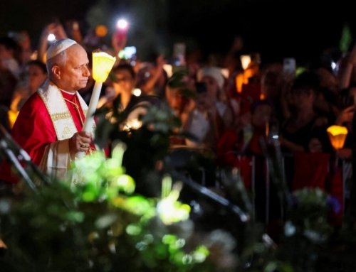 Pope Leo XIV leads thousands in candlelight rosary procession in Lourdes